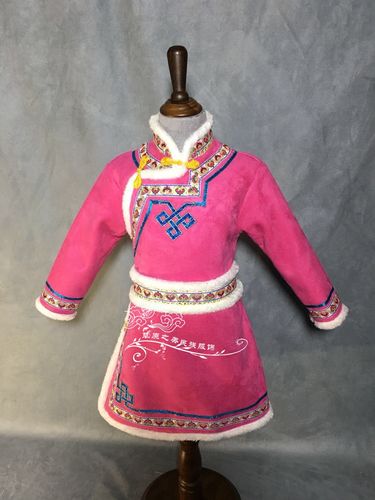 蒙古儿童秋冬季日常民族生活女孩演出服女童蒙族民族服装